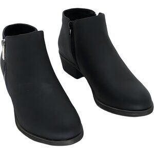Nautica Alara Zip Ankle Bootie Black Side Zip Block Heel Women's US 8.5M